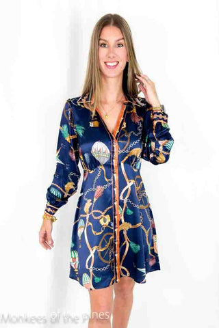 Halebob Navy Silk Dress